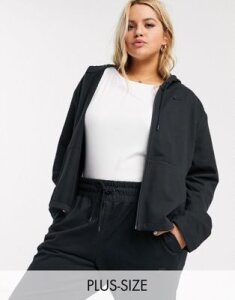 Nike Plus premium tonal black zip through hoodie