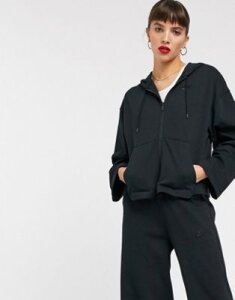 Nike premium tonal zip through hoodie in black
