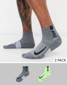 Nike Running 2 pack logo socks in neon-Multi
