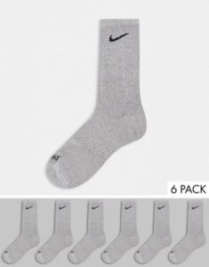 Nike swoosh logo 6 pack socks in gray
