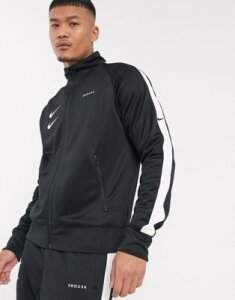 Nike Swoosh polyknit track jacket in black