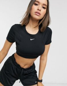 Nike Training Aeroadapt crop top in black