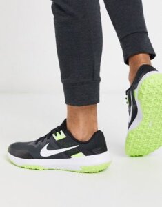 Nike Training Varsity Compete 3 sneakers in black and neon green