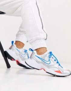 Nike White Blue and Gray Air Heights Sneakers