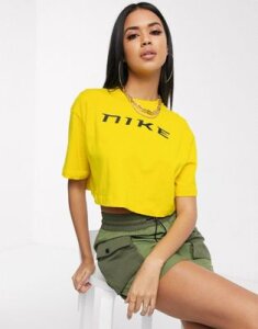 Nike yellow oversized crop t-shirt