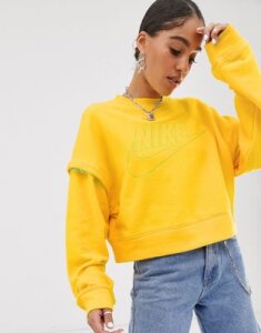 Nike Yellow Popper Crop Sweatshirt