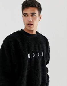 Noak sweatshirt in borg with front logo-Black