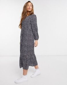 Nobody's Child tiered maxi tea dress in ditsy floral-Navy