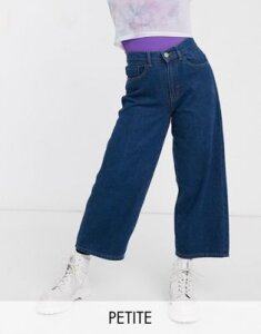 Noisy May Petite wide leg jeans in dark blue