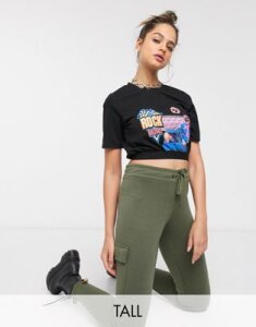 Noisy May Tall graphic crop t-shirt in black
