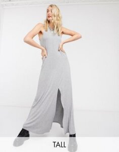 Noisy May Tall maxi dress with split front in gray