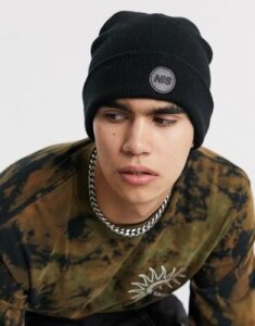 Nothing is Sacred rubber badge beanie in black