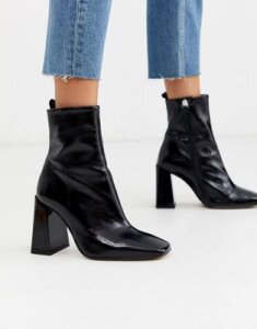 Office Altogether square toe leather heel boot-Black