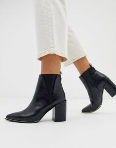 OFFICE amazing pointed black heel ankle boot in black