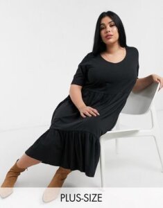 Only Curve maxi t-shirt dress in black