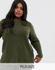 Only Curve rib knitted sweater-Green