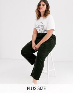 Only Curve wide leg cord pants in green