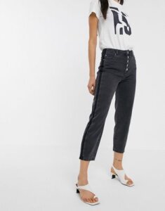 Only Kelis button front mom jeans in black