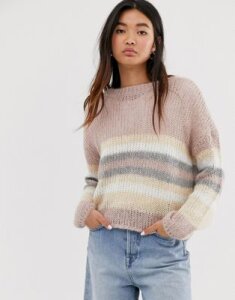 Only knitted sweater in pink stripe