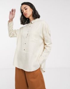 Only oversized button through shirt in cream