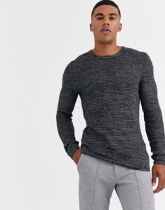 Only & Sons knitted sweater with black mixed yarn cotton