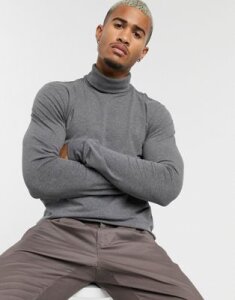 Only & Sons long sleeve jersey roll neck in gray