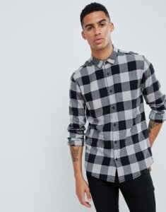 Only & Sons Regular Fit Check Shirt-Gray