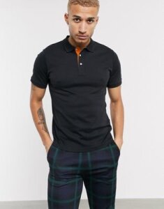 Only & Sons slim fit contrast placket polo in navy