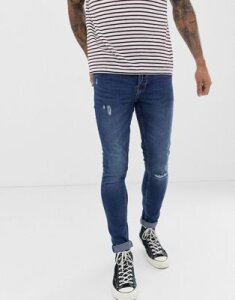 Only & Sons super skinny fit knee break jeans in washed blue
