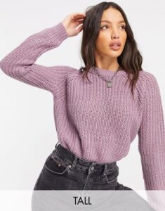 Only Tall sweater in chunky cable knit in purple