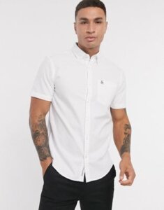Original Penguin short sleeve core oxford shirt-White