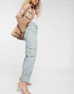 & Other Stories belted tapered utility pants in faded green