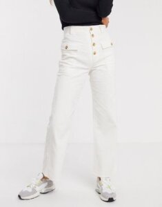 & Other Stories button fly cord pants in off-white-Cream