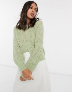 & Other Stories button through cardigan in sage green