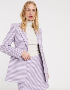 & Other Stories gingham check sculpted blazer in lilac-Purple