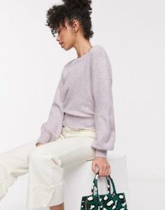 & Other Stories round neck balloon sleeve sweater in lilac-Purple