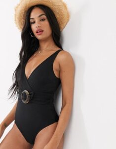 & Other Stories swimsuit with button detail in black