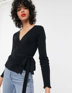 & Other Stories wrap cardigan in black