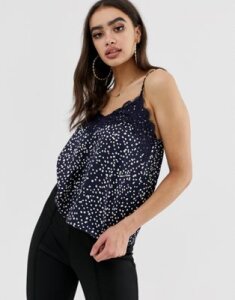 Outrageous Fortune lace detail cami in polka print-Multi