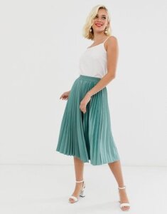 Outrageous Fortune pleated midi skirt in green