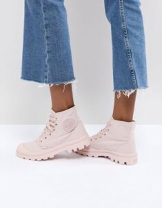 Palladium Pampa Monochrome Pink Textile Flat Ankle Boots