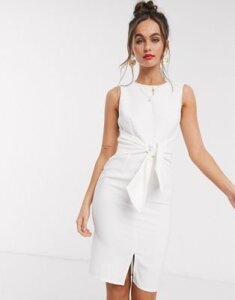 Paper Dolls sleeveless knot front pencil dress in white