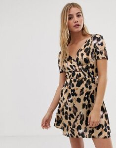 Parisian leopard print dress-Brown