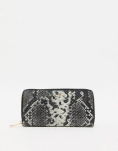 Paul Costelloe Leather Zip Around Ladies' wallet In Off WhiteSnake Print