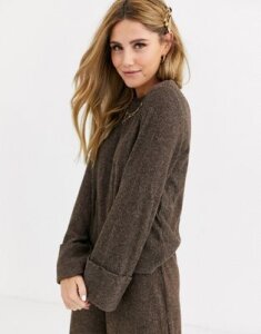 Pieces knitted sweater two-piece-Brown