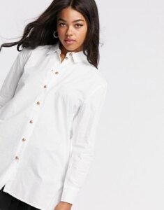 Pieces longline shirt in white