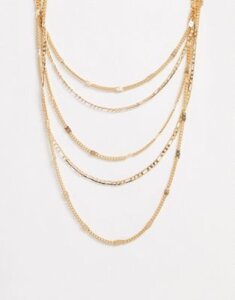 Pieces multi row mixed chain necklace in gold