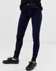 Pieces Shape-Up mid rise skinny jeans-Navy