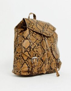 Pieces snake print backpack-Brown