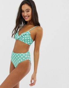 Playful Promises high leg bikini bottom in polka dot-Green